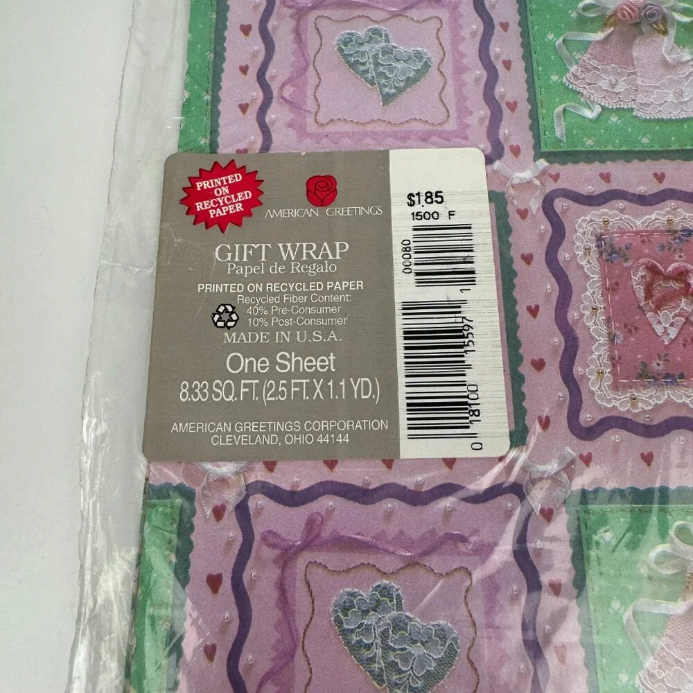 Vtg‎ Wedding Shower Bridal Bride Groom American Greetings Gift Wrap Sheet Paper